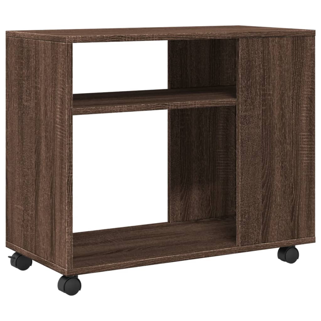 Βοηθητικό Τραπέζι με Ρόδες Καφέ Δρυς 70x35x60 εκ. Επεξ. Ξύλο