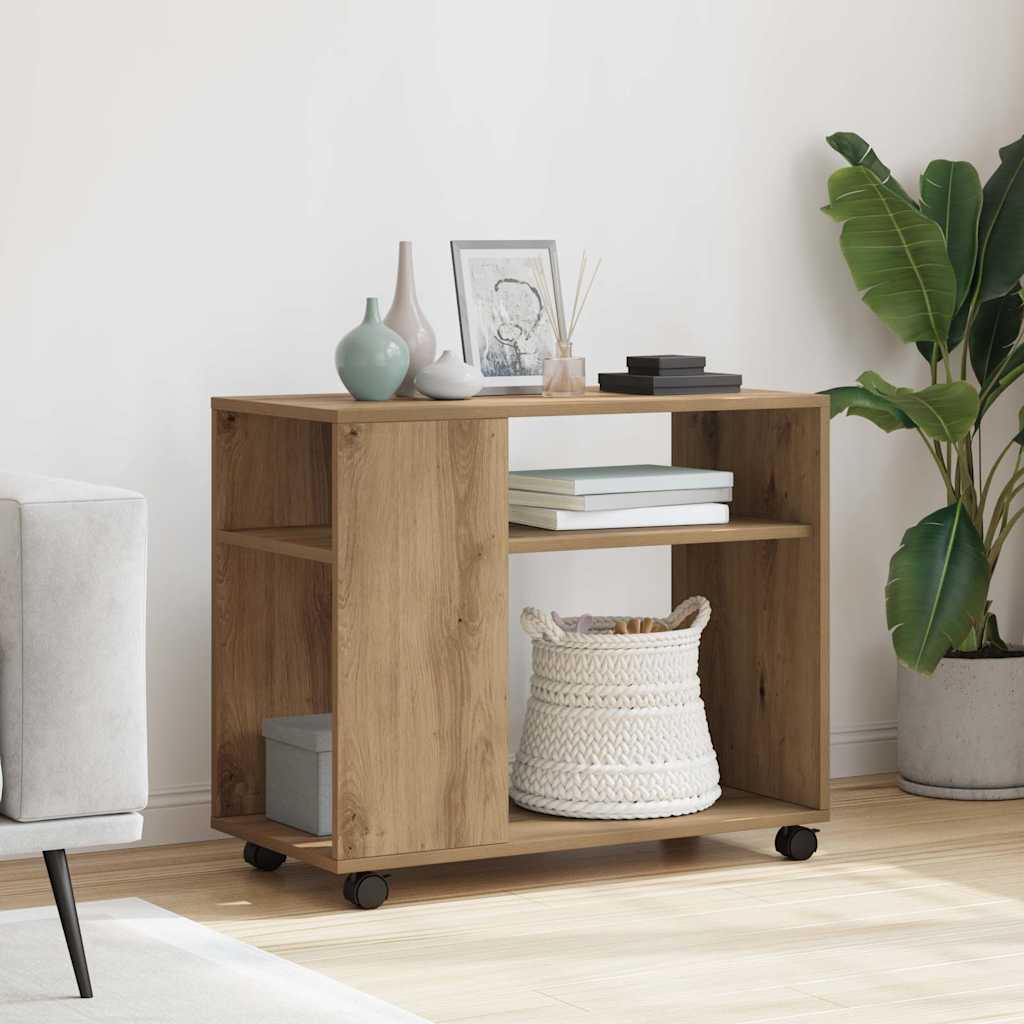 Βοηθητικό Τραπέζι με Ρόδες Αρτισιανή Δρυς 70x35x60εκ Επεξ. Ξύλο - Pakobazaar