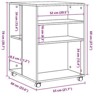Βοηθητικό Τραπέζι με Ρόδες Μαύρο 55x60x78 εκ. Επεξ. Ξύλο