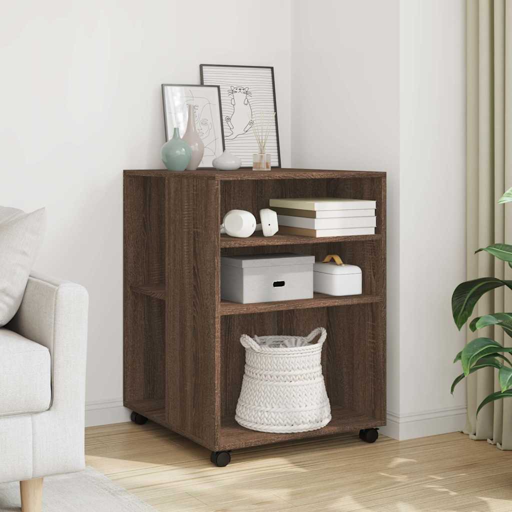 Βοηθητικό Τραπέζι με Ρόδες Καφέ Δρυς 55x60x78 εκ. Επεξ. Ξύλο