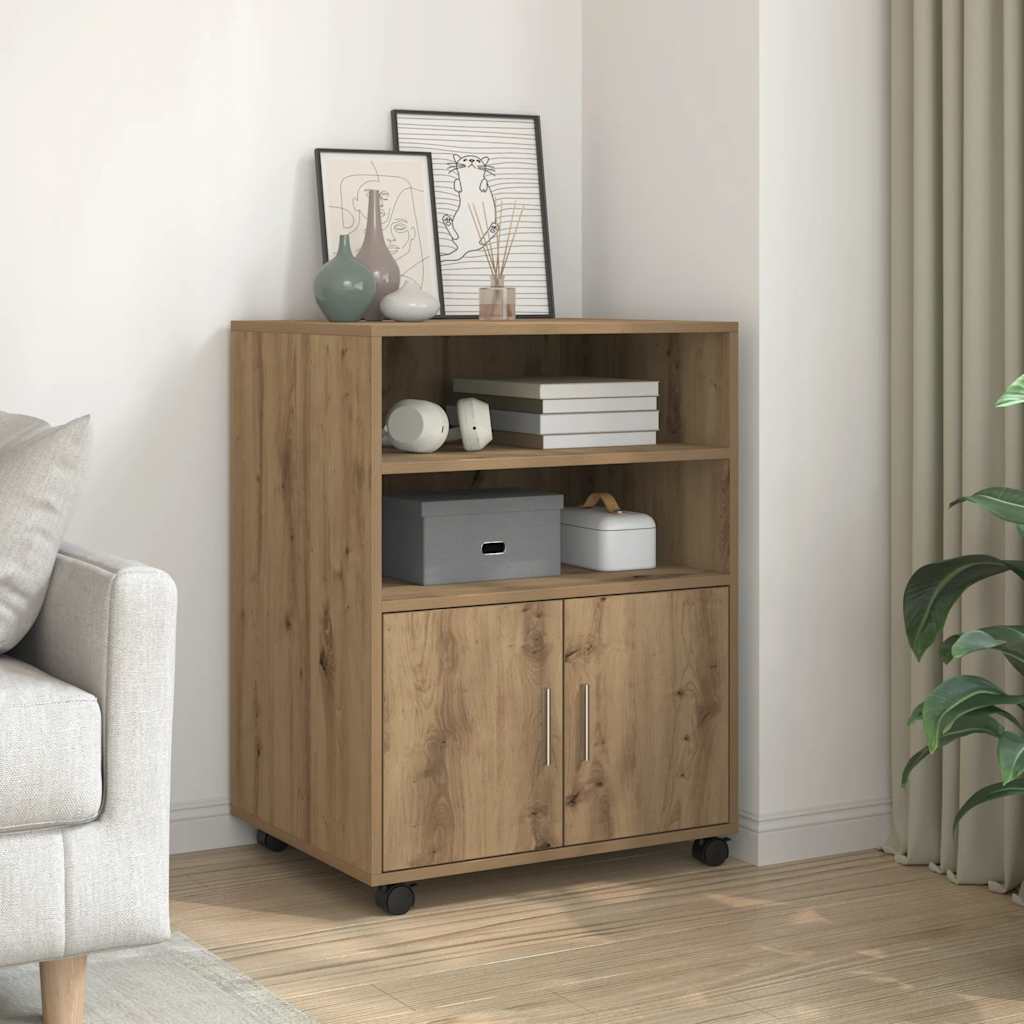 Ντουλάπι Τροχήλατο Αρτισιανή Δρυς 60x48x81 εκ. από Επεξ. Ξύλο - Pakobazaar