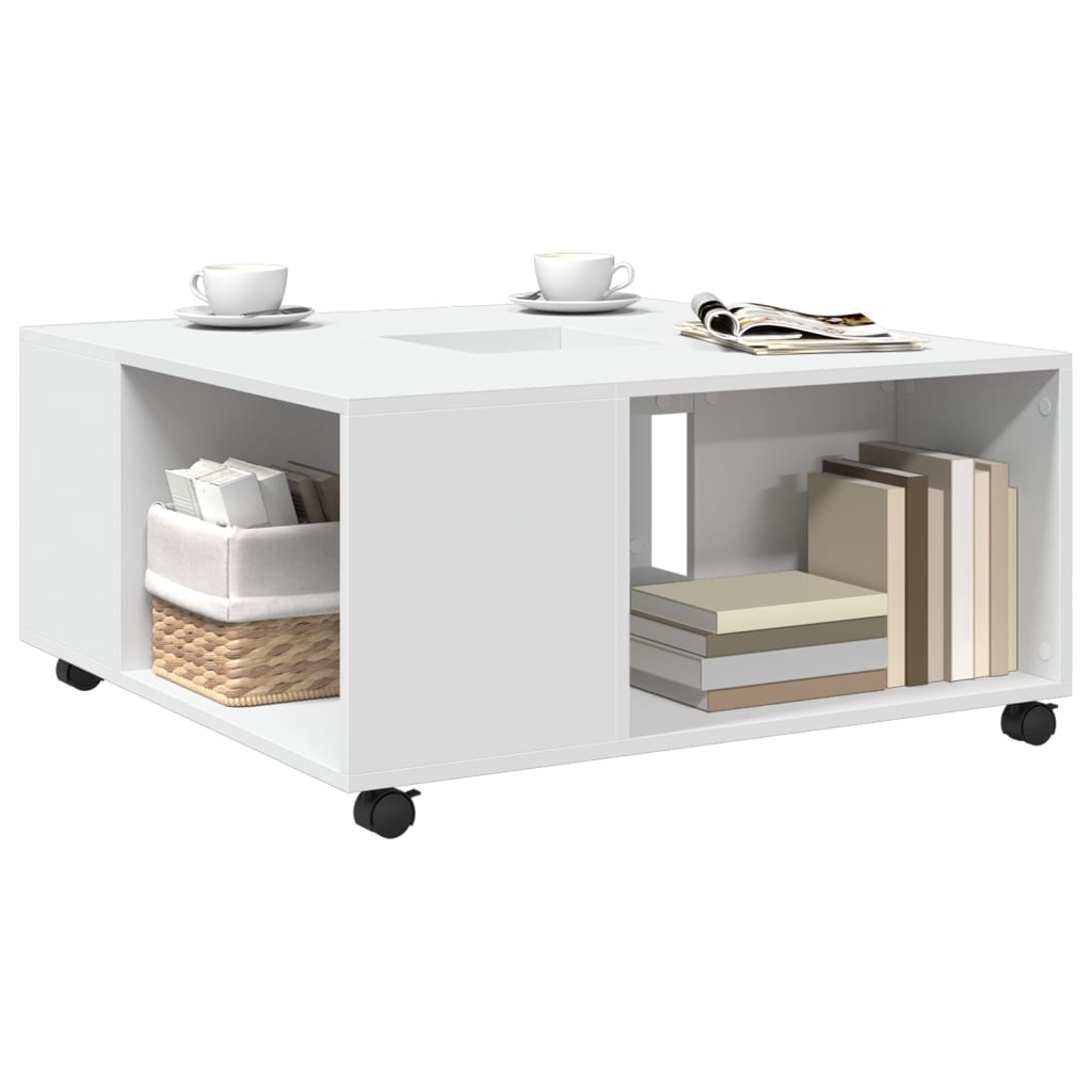 Τραπεζάκι Σαλονιού Λευκό 80x80x40 εκ. από Επεξεργασμένο Ξύλο - Pakobazaar