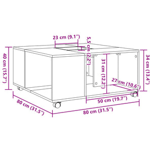 Τραπεζάκι Σαλονιού Καπνιστή Δρυς 80x80x40 εκ. Επεξεργασμ. Ξύλο - Pakobazaar