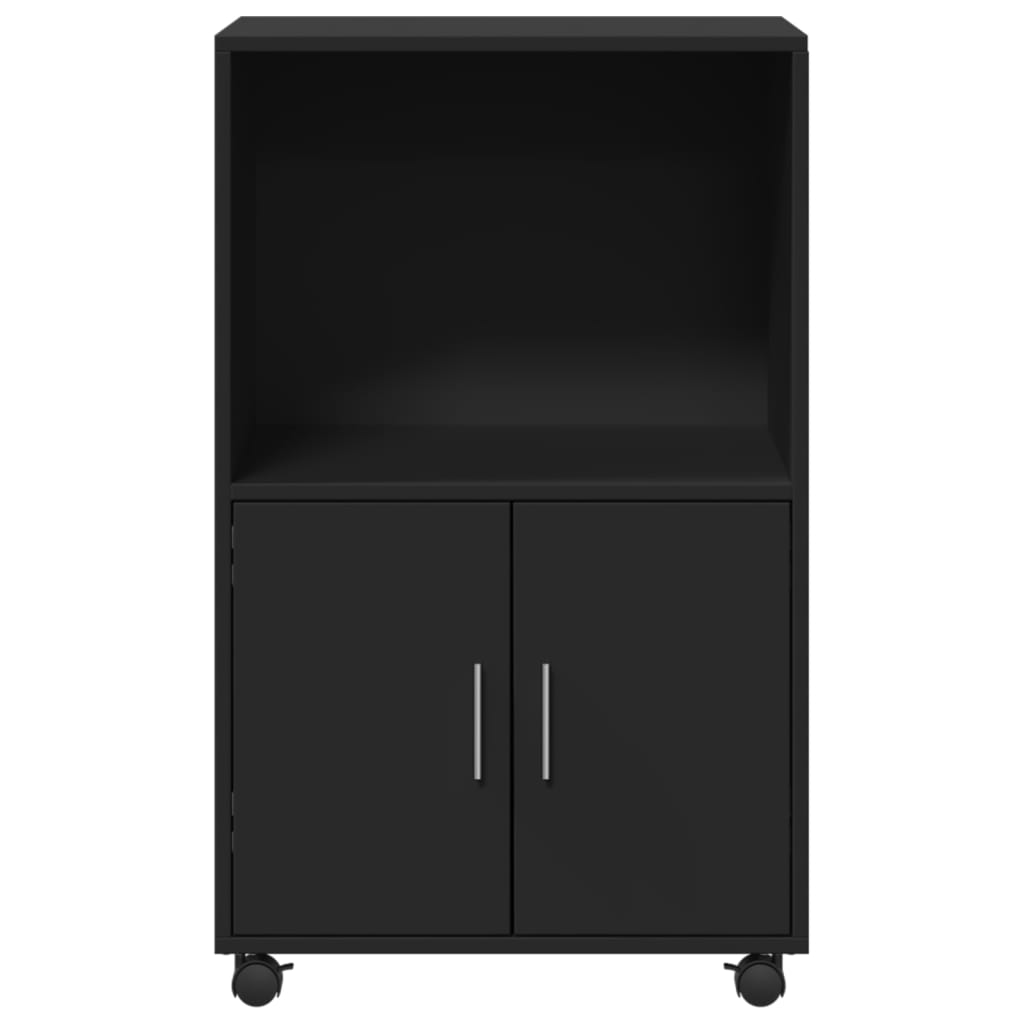Ντουλάπι Τροχήλατο Μαύρο 55x40x91 εκ. από Επεξ. Ξύλο