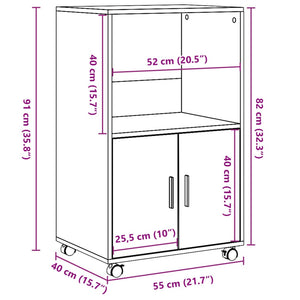 Ντουλάπι Τροχήλατο Μαύρο 55x40x91 εκ. από Επεξ. Ξύλο