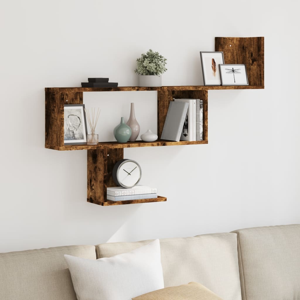 Ραφιέρα Τοίχου Καπνιστή Δρυς 100x15x70 εκ. Επεξεργασμένο Ξύλο