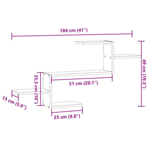 Ραφιέρα Τοίχου Γκρι Sonoma 104x15x49 εκ. Επεξεργασμένο Ξύλο