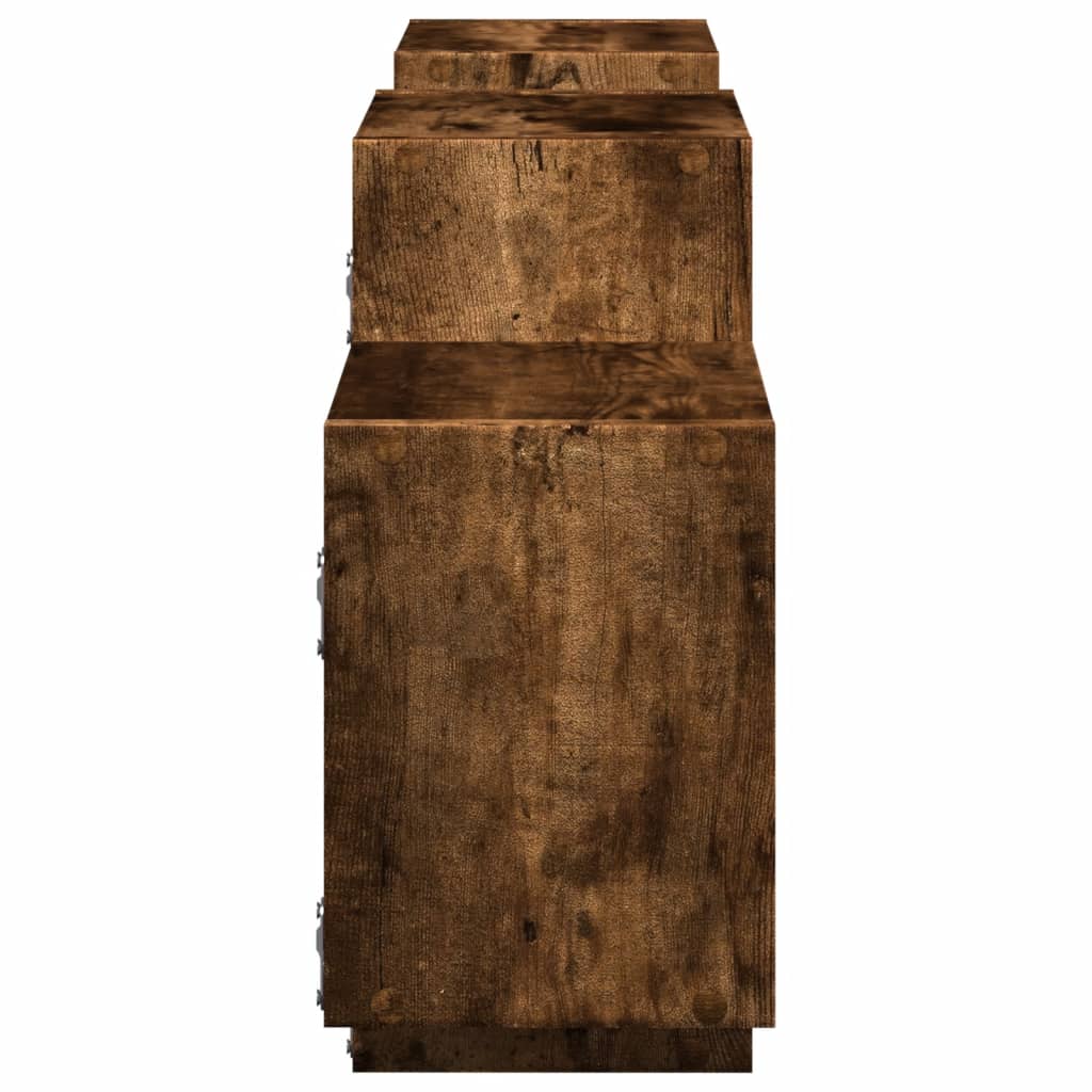 Ραφιέρα Τοίχου Καπνιστή Δρυς 129x18x42 εκ. Επεξεργασμένο Ξύλο - Pakobazaar
