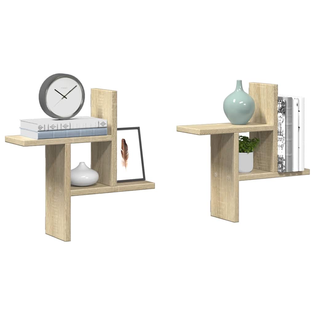 Ραφιέρες Τοίχου 2 τεμ. Sonoma Δρυς 38x12x38 εκ. από Επεξ. Ξύλο - Pakobazaar