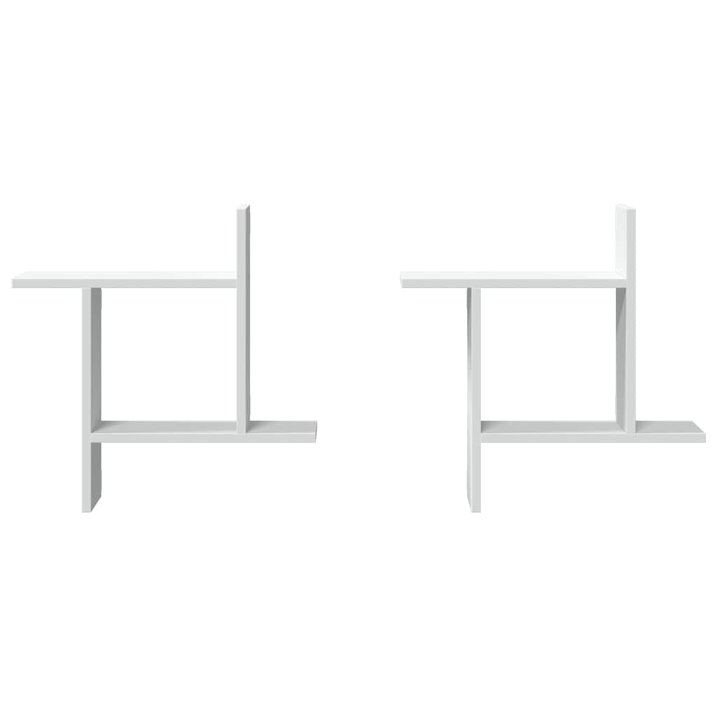 Ραφιέρες Τοίχου 2 τεμ. Λευκές 50x12x50 εκ. από Επεξ. Ξύλο