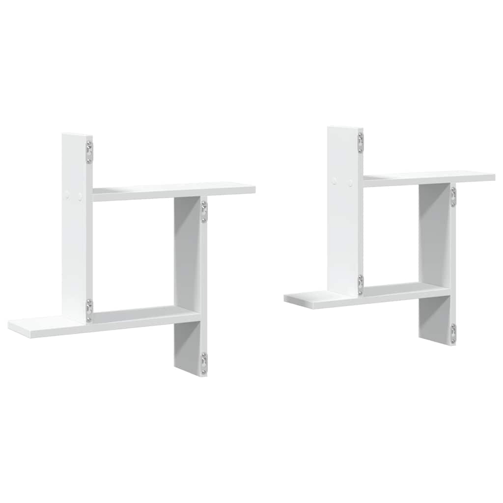 Ραφιέρες Τοίχου 2 τεμ. Λευκές 50x12x50 εκ. από Επεξ. Ξύλο