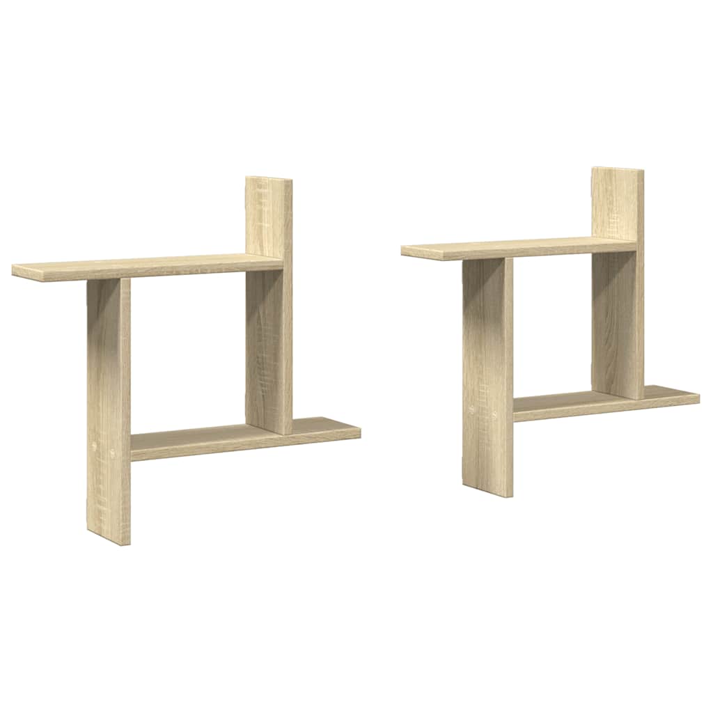 Ραφιέρες Τοίχου 2 τεμ. Sonoma Δρυς 50x12x50 εκ. από Επεξ. Ξύλο