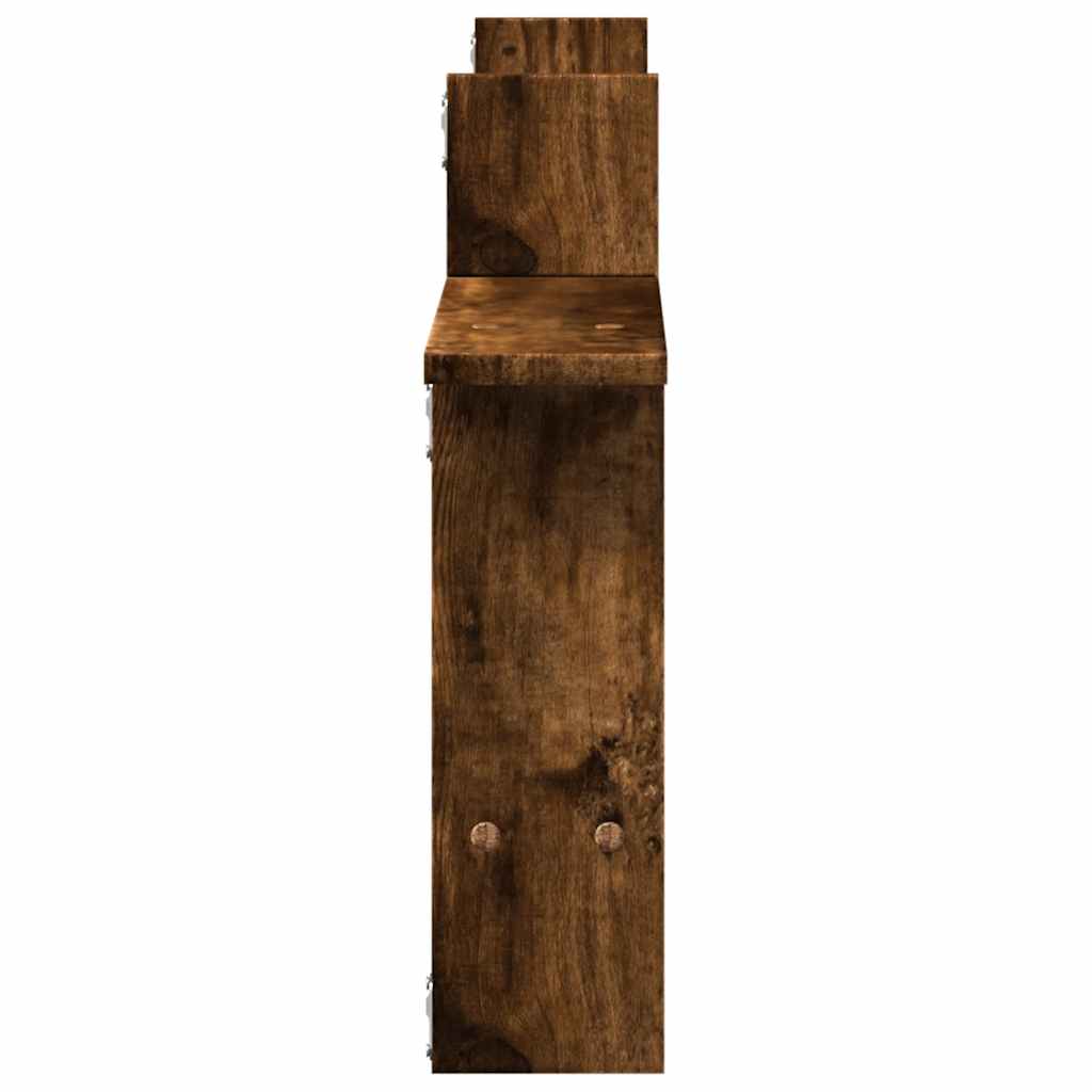 Ραφιέρες Τοίχου 2 τεμ. Καπνιστή Δρυς 50x12x50 εκ. Επεξεργ. Ξύλο