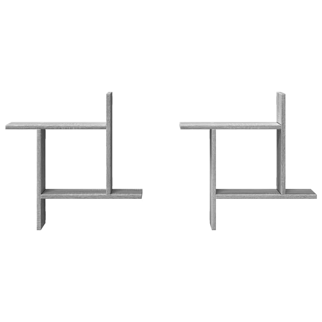 Ραφιέρες Τοίχου 2 τεμ. Γκρι Sonoma 50x12x50 εκ. Επεξ. Ξύλο