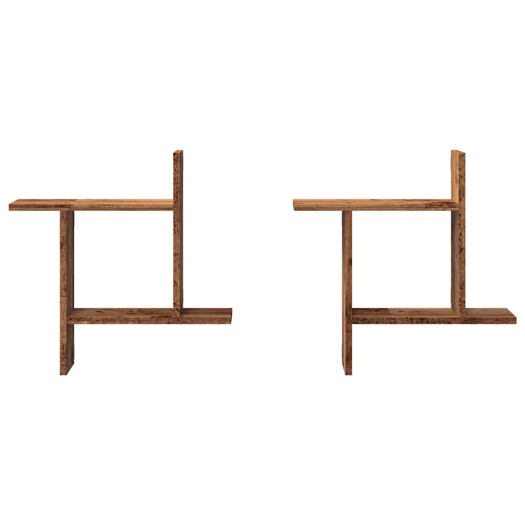 Ραφιέρες Τοίχου 2 τεμ. Όψη Παλαιού Ξύλου 50x12x50εκ. Επεξ. Ξύλο