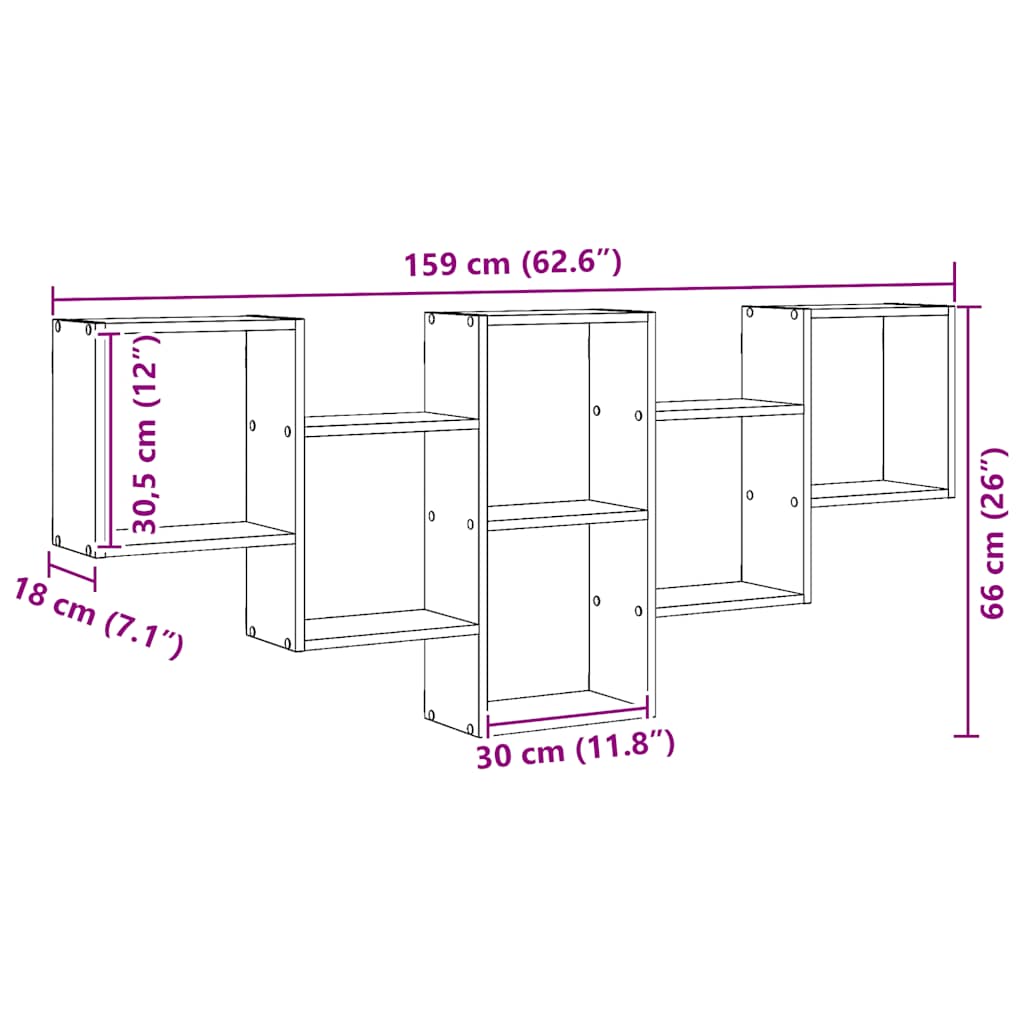 Ράφι Τοίχου Αρτισιανή Δρυς 159x18x66 εκ. από Επεξεργασμένο Ξύλο - Pakobazaar