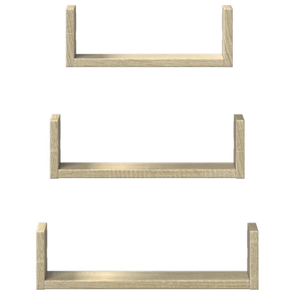 Ράφια Τοίχου Σετ 3 Τεμαχίων Sonoma Δρυς Επεξεργασμένο Ξύλο