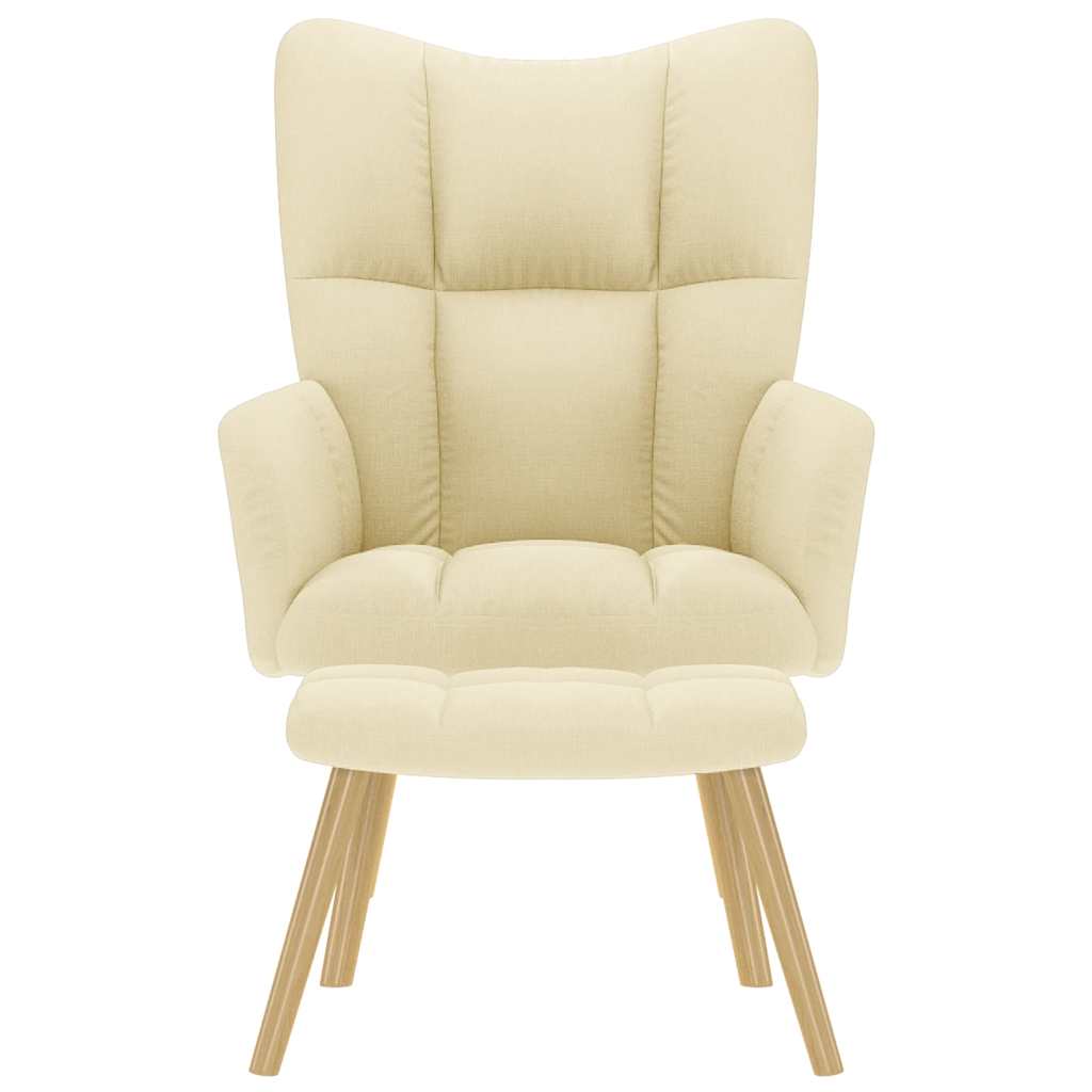 Πολυθρόνα Relax Κρεμ Υφασμάτινη με Υποπόδιο - Pakobazaar