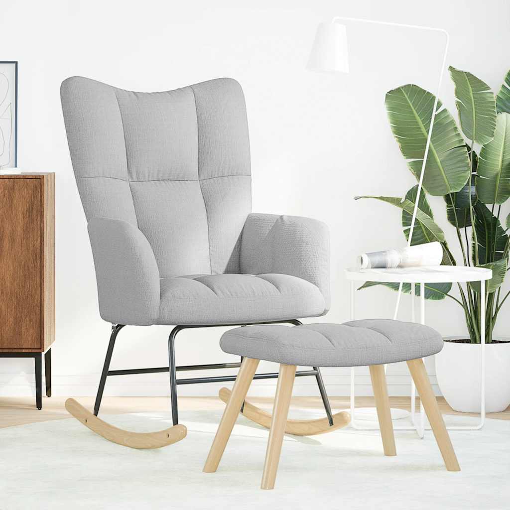 Κουνιστή καρέκλα με υποπόδιο Cloud Grey Fabric - Pakobazaar