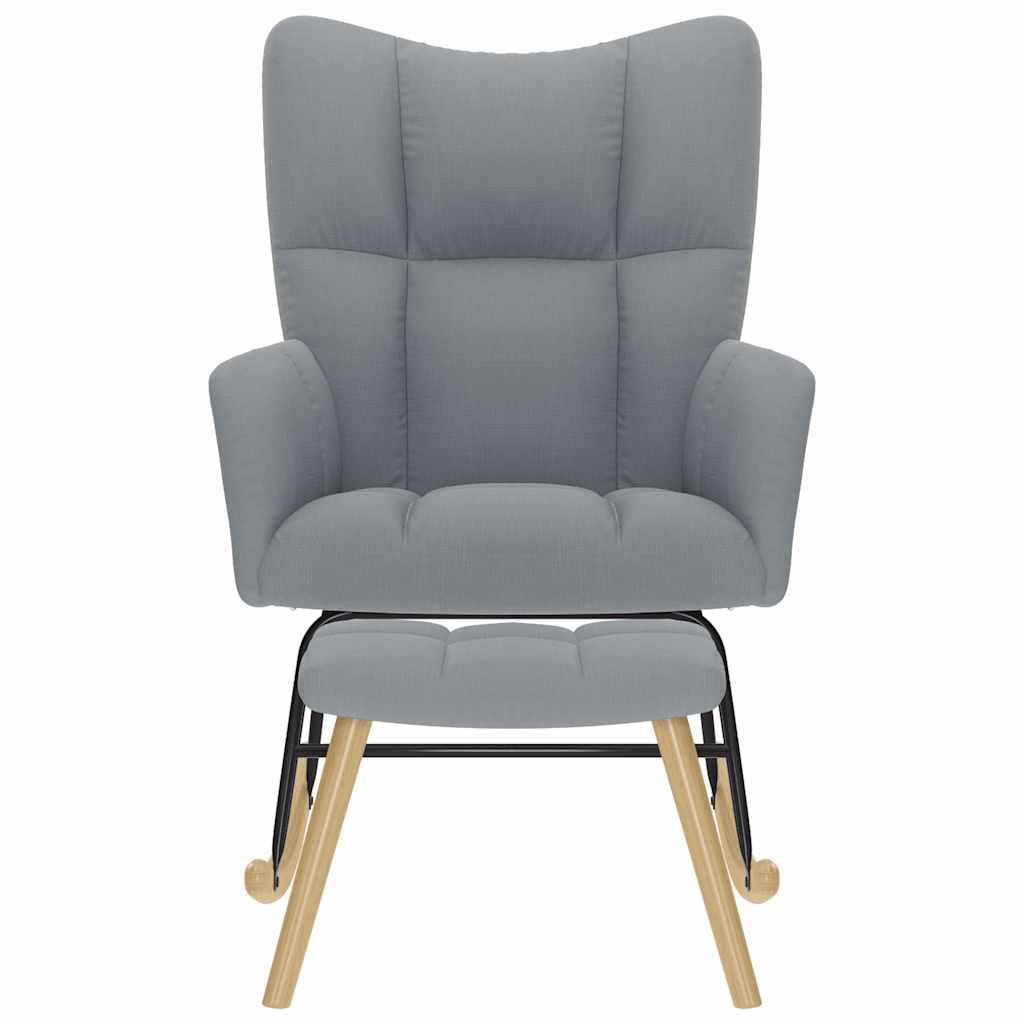 Πολυθρόνα Κουνιστή Ανοιχτό Γκρι Υφασμάτινη με Υποπόδιο - Pakobazaar