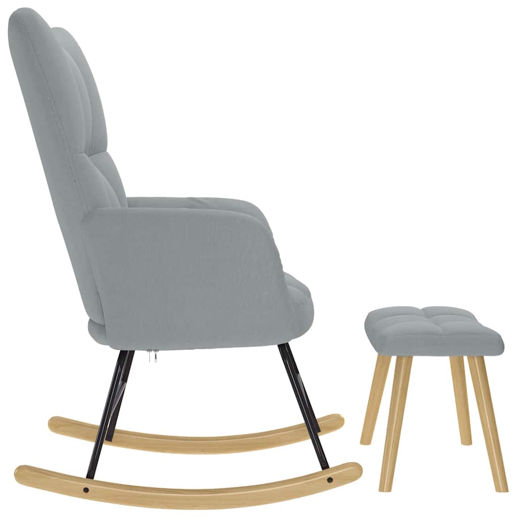 Πολυθρόνα Κουνιστή Ανοιχτό Γκρι Υφασμάτινη με Υποπόδιο - Pakobazaar