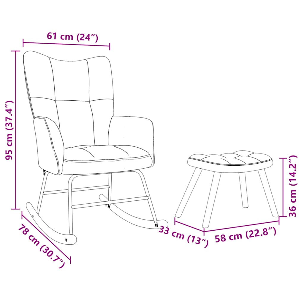 Πολυθρόνα Κουνιστή Σκούρο Γκρι Υφασμάτινη με Υποπόδιο - Pakobazaar