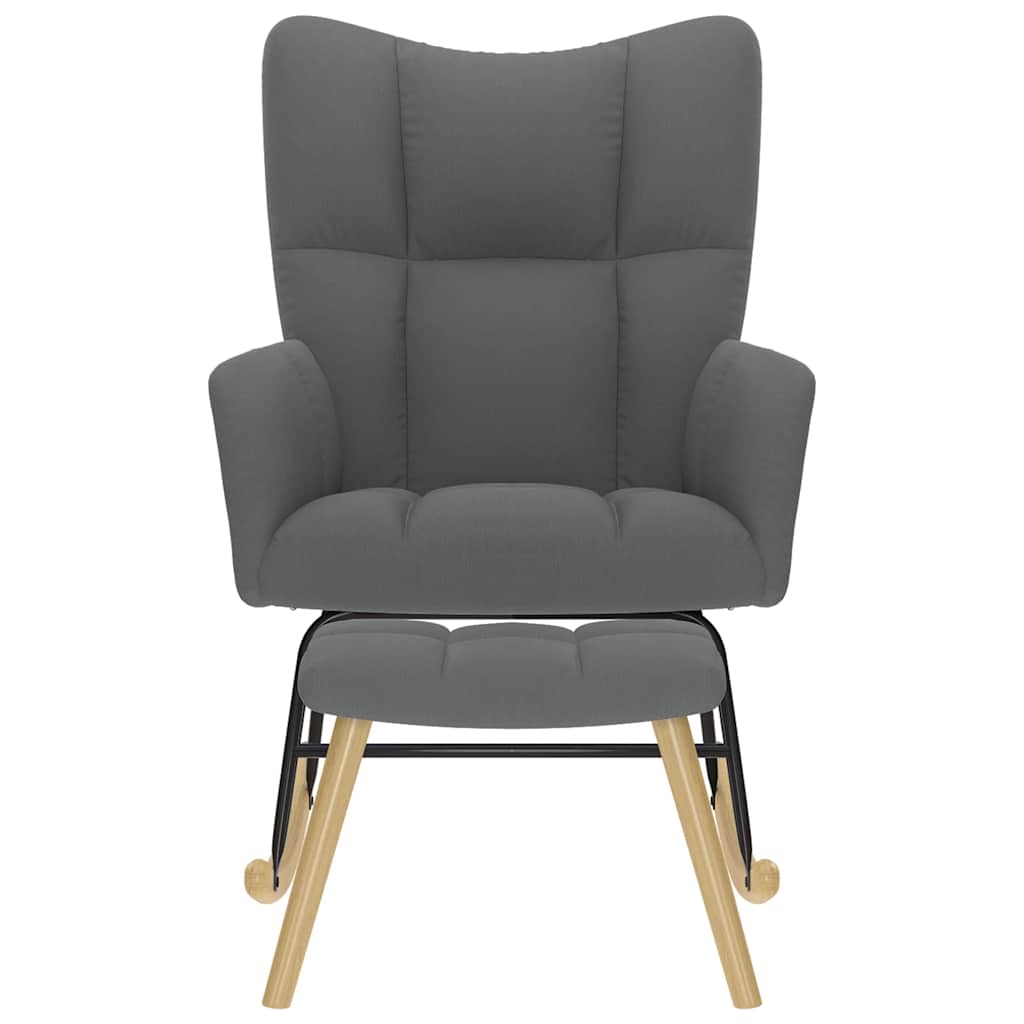 Πολυθρόνα Κουνιστή Σκούρο Γκρι Υφασμάτινη με Υποπόδιο - Pakobazaar