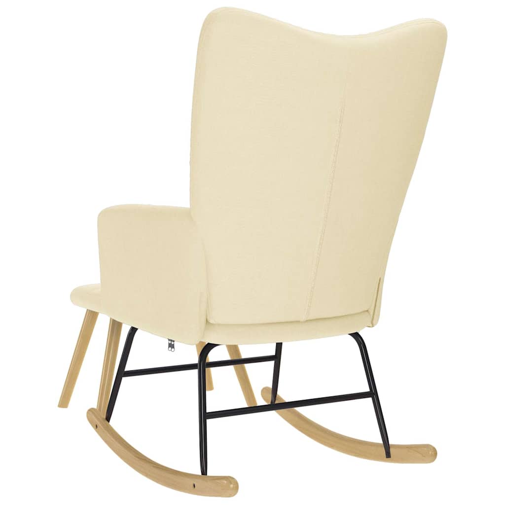 Πολυθρόνα Κουνιστή Κρεμ Υφασμάτινη με Υποπόδιο