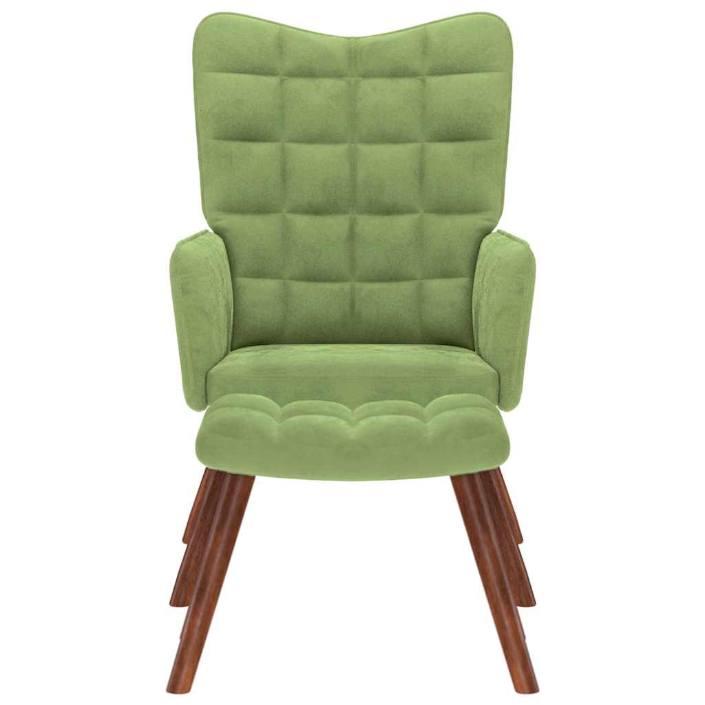 Πολυθρόνα Relax Ανοιχτό Πράσινο Βελούδινη με Σκαμπό