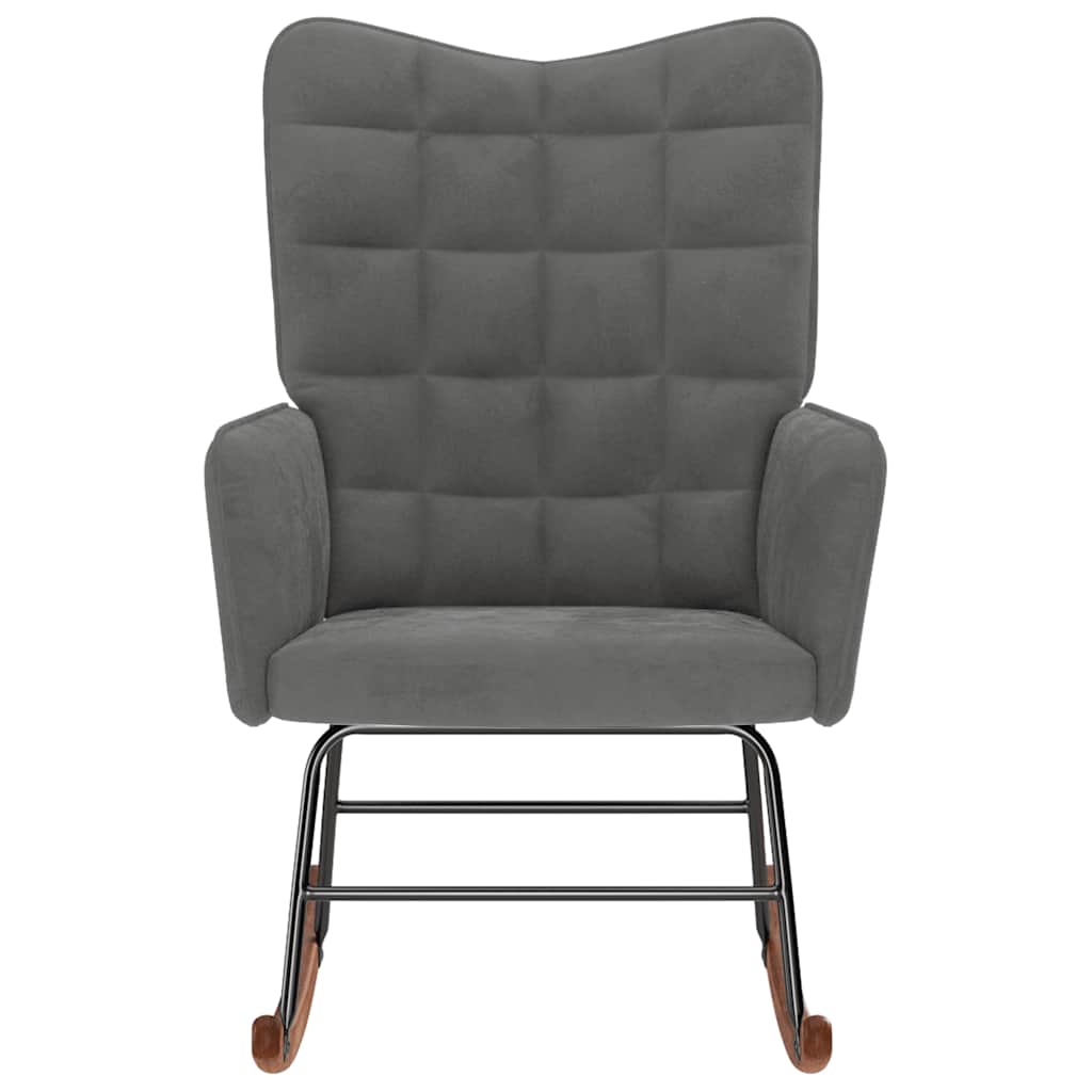 Πολυθρόνα Κουνιστή Σκούρο Γκρι Βελούδινη - Pakobazaar