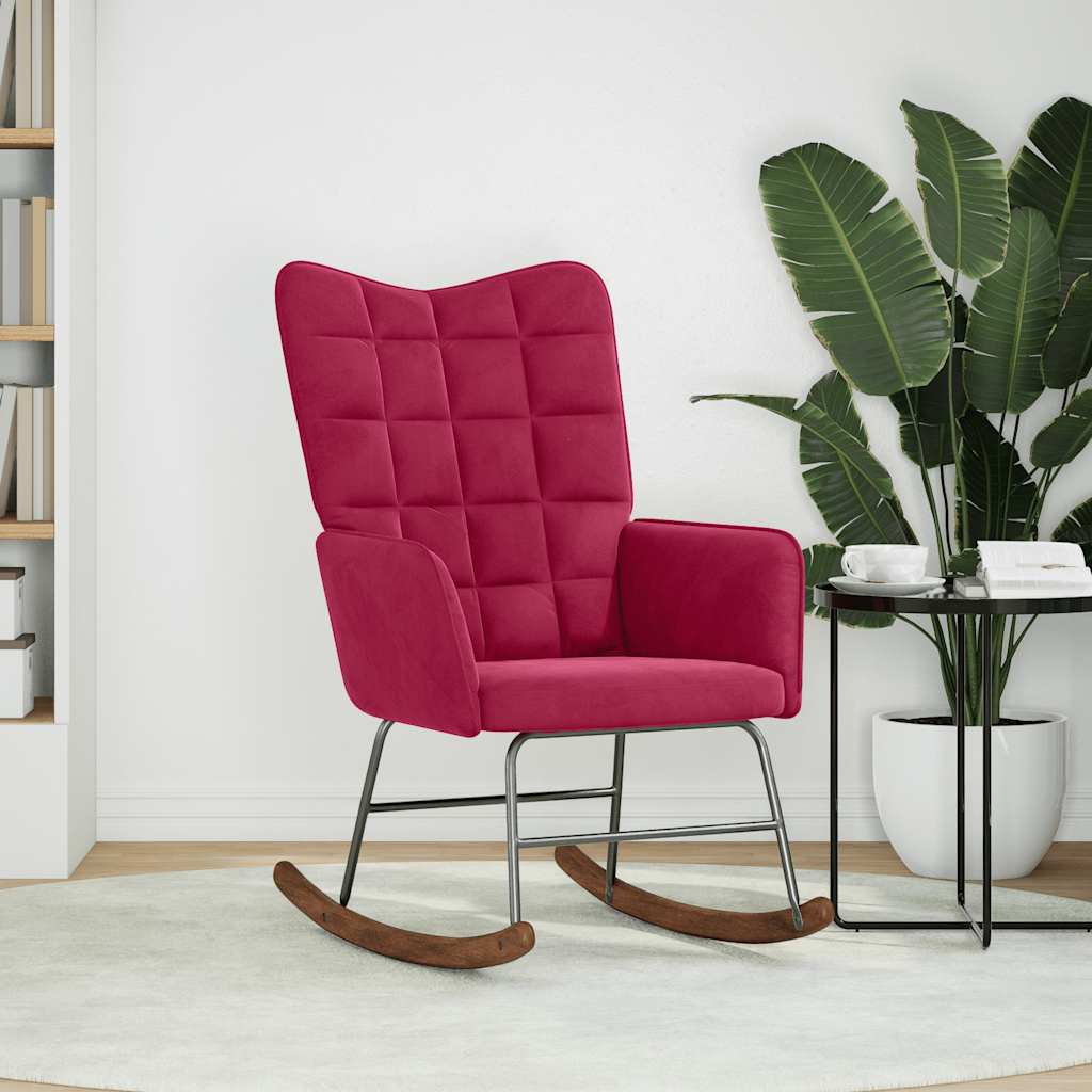 Πολυθρόνα Κουνιστή Μπορντό Βελούδινη