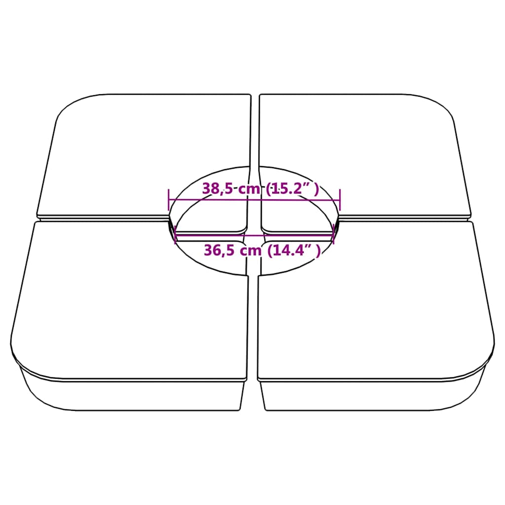 4 τεμαχίων σετ βάσης ομπρέλας για ομπρέλα με σταυρό 100 kg PP - Pakobazaar
