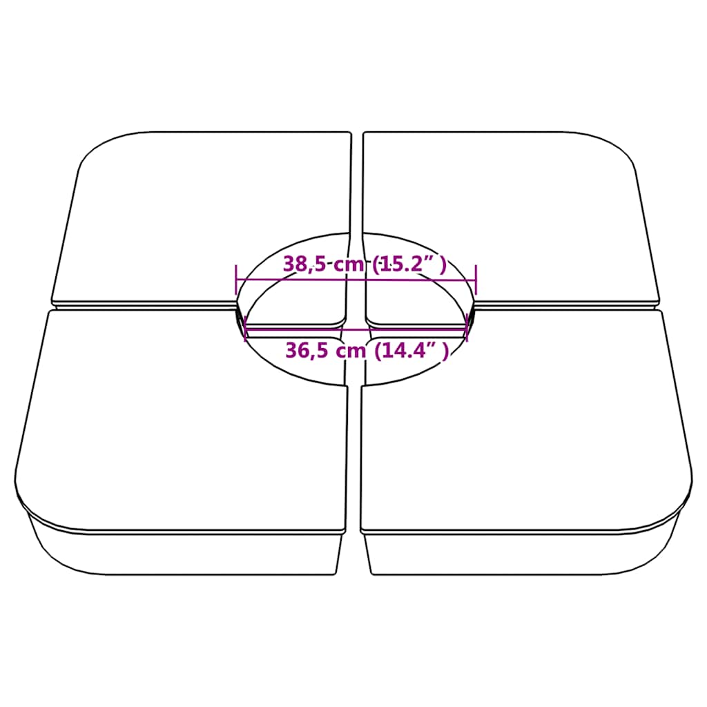 4 τεμαχίων σετ βάσης ομπρέλας για ομπρέλα με σταυρό 100 kg PP