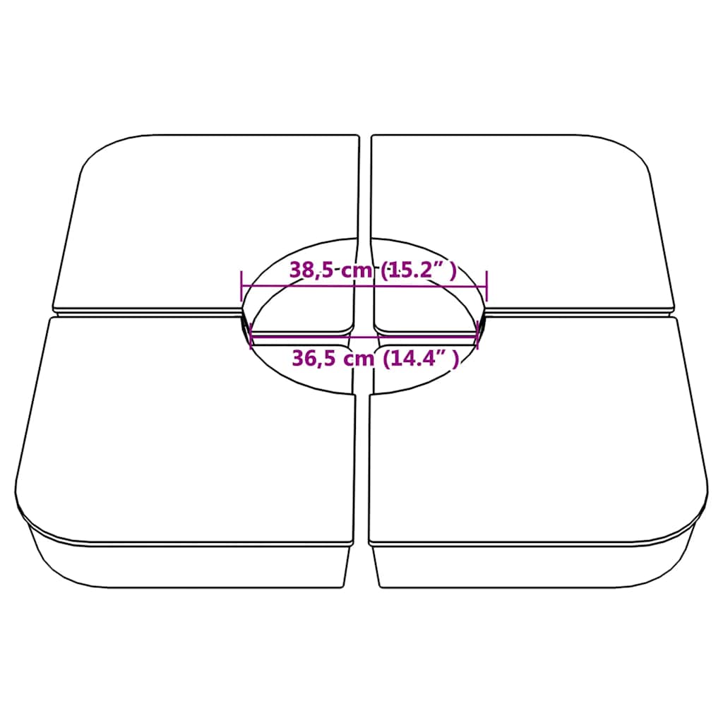 4 τεμαχίων σετ βάσης ομπρέλας για ομπρέλα με σταυρό 100 kg PP - Pakobazaar