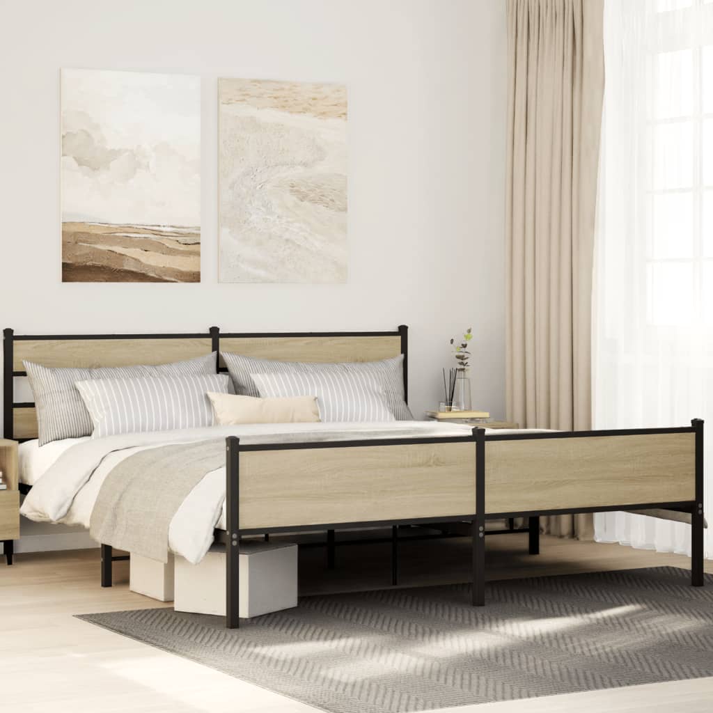 Σκελετός Κρεβ. Χωρίς Στρώμα Sonoma Δρυς 183x213 εκ. Μεταλλικό