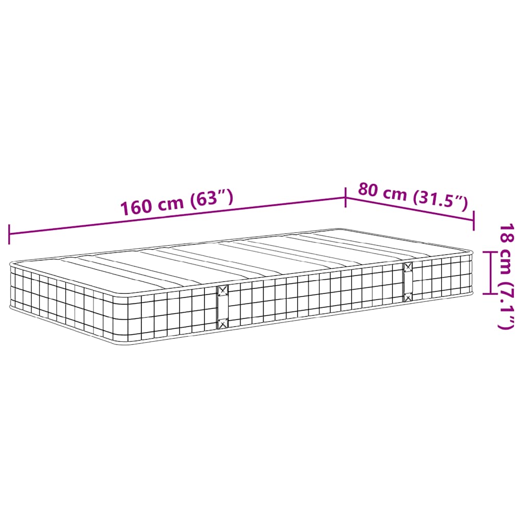Στρώμα με Bonnell Springs για Παιδιά Μεσαία Σκληρότητα 80x160εκ
