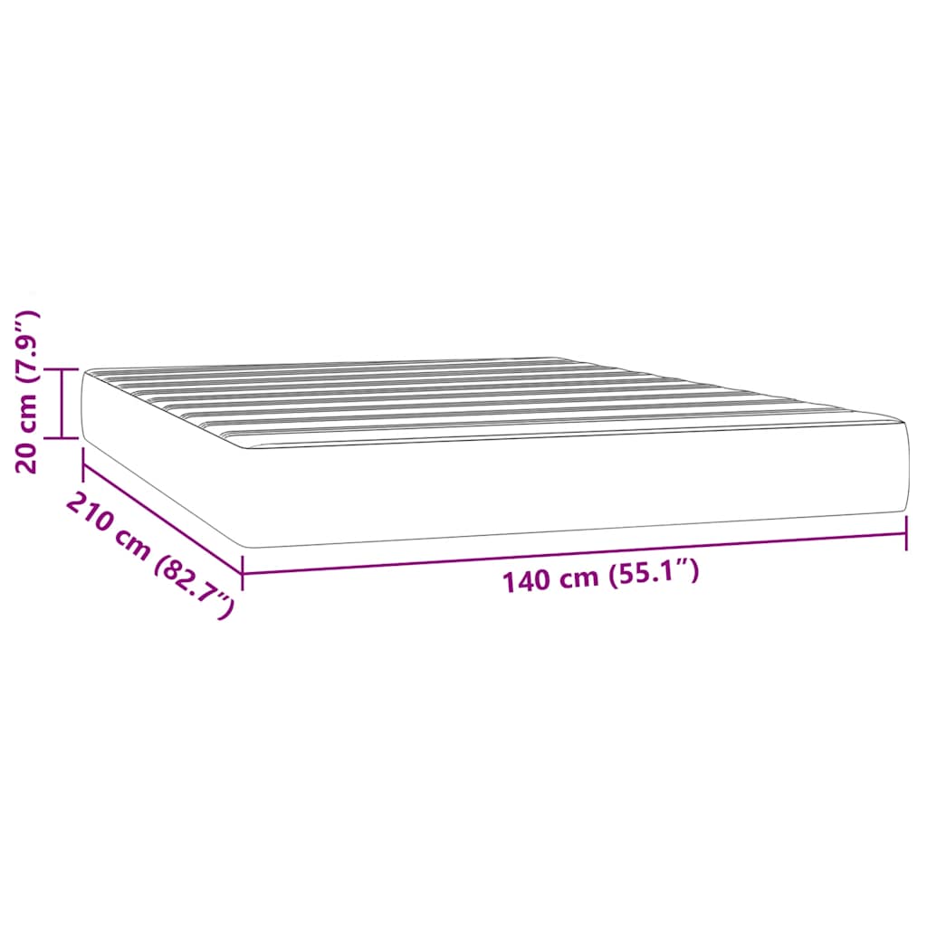 Στρώμα με Pocket Springs Μεσαίας Σκληρότητας Ροζ 140x210x20 εκ. Βελούδινο - Pakobazaar