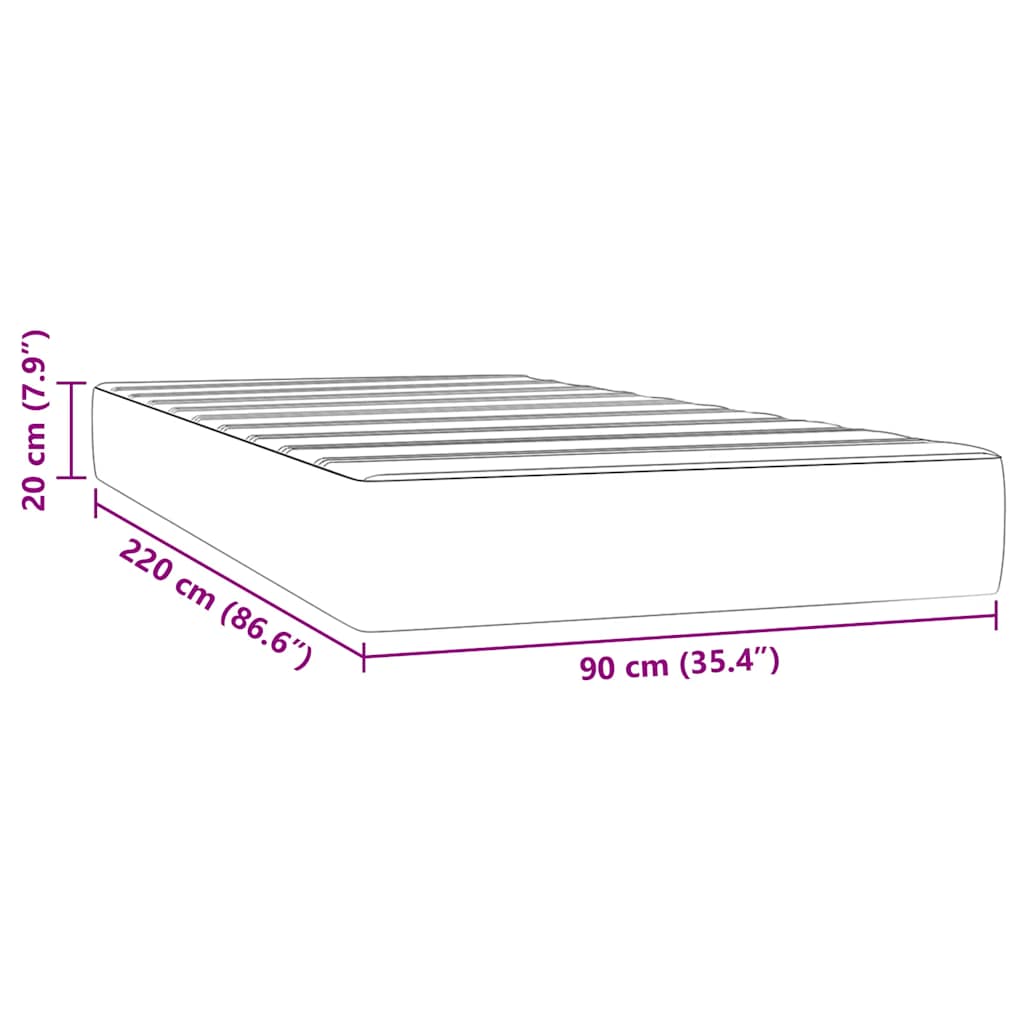 Στρώμα με Pocket Springs Μεσαίας Σκληρότητας Ροζ 90x220x20 εκ. Βελούδινο - Pakobazaar