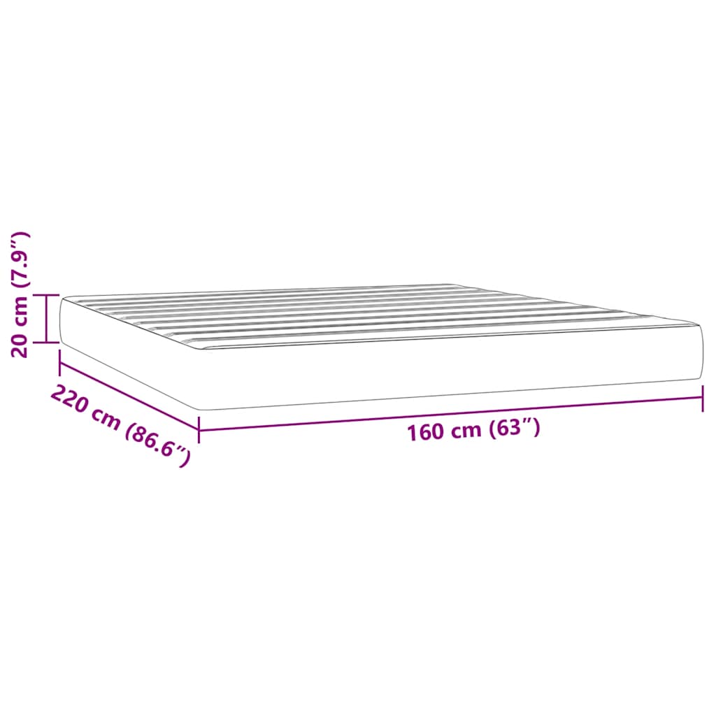 Στρώμα με Pocket Springs Μεσαίας Σκληρότητας Μαύρο 160x220x20 εκ. Βελούδινο - Pakobazaar