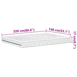 Στρώμα Αφρού Σκληρότητα H2 H3 Λευκό 140x220 εκ.