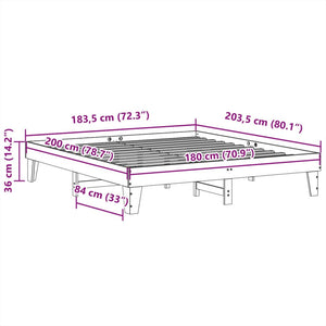 Σκελετός Κρεβατιού Χωρίς Στρώμα 180x200 εκ Μασίφ Ξύλο Πεύκου - Pakobazaar