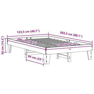 Σκελετός Κρεβ. Χωρίς Στρώμα Καφέ Κεριού 120x200 εκ Μασίφ Πεύκο