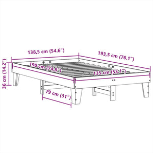 Σκελετός Κρεβ. Χωρίς Στρώμα Καφέ Κεριού 135x190 εκ Μασίφ Πεύκο - Pakobazaar