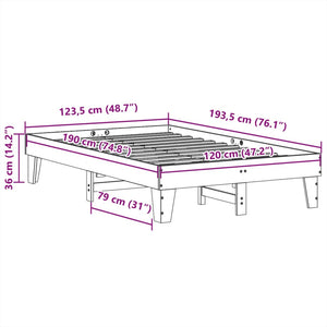 Σκελετός Κρεβατιού Χωρίς Στρώμα 120x190 εκ Μασίφ Ξύλο Πεύκου