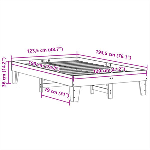 Σκελετός Κρεβ. Χωρίς Στρώμα Καφέ Κεριού 120x190 εκ Μασίφ Πεύκο - Pakobazaar