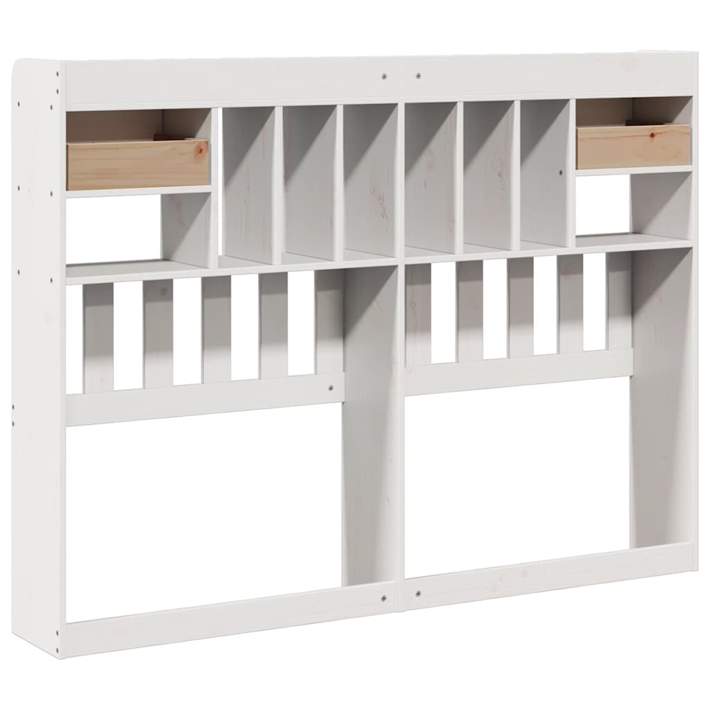 Κεφαλάρι με Αποθ. Χώρο Λευκό 150 εκ. από Μασίφ Ξύλο Πεύκου - Pakobazaar