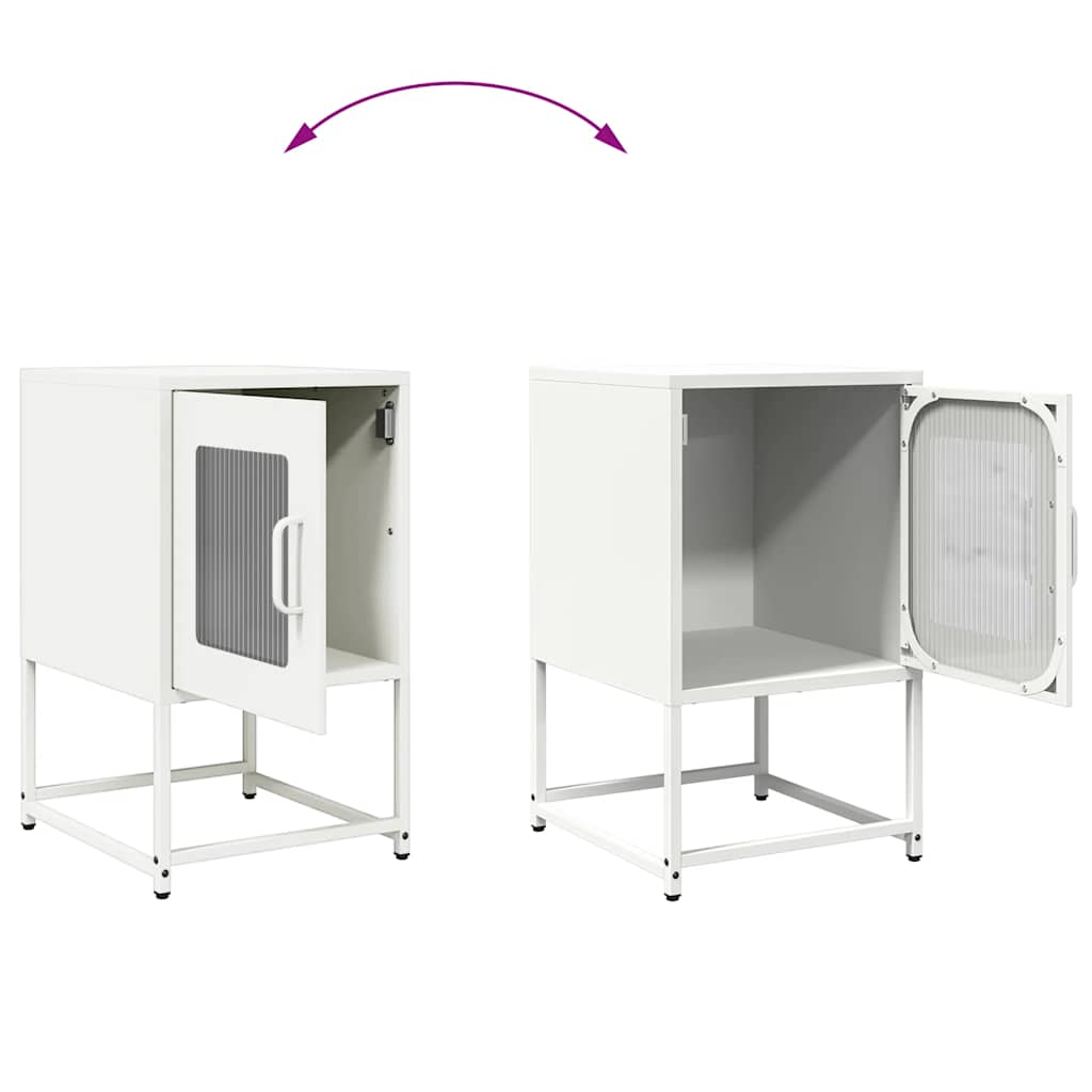 Κομοδίνο λευκό 36x39x60,5 cm από χάλυβα ψυχρής έλασης - Pakobazaar