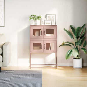 Highboard Ροζ 68x39x107 cm Ατσάλι - Pakobazaar
