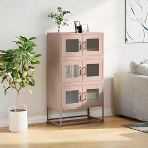 Highboard Ροζ 68x39x123 cm Ατσάλι - Pakobazaar