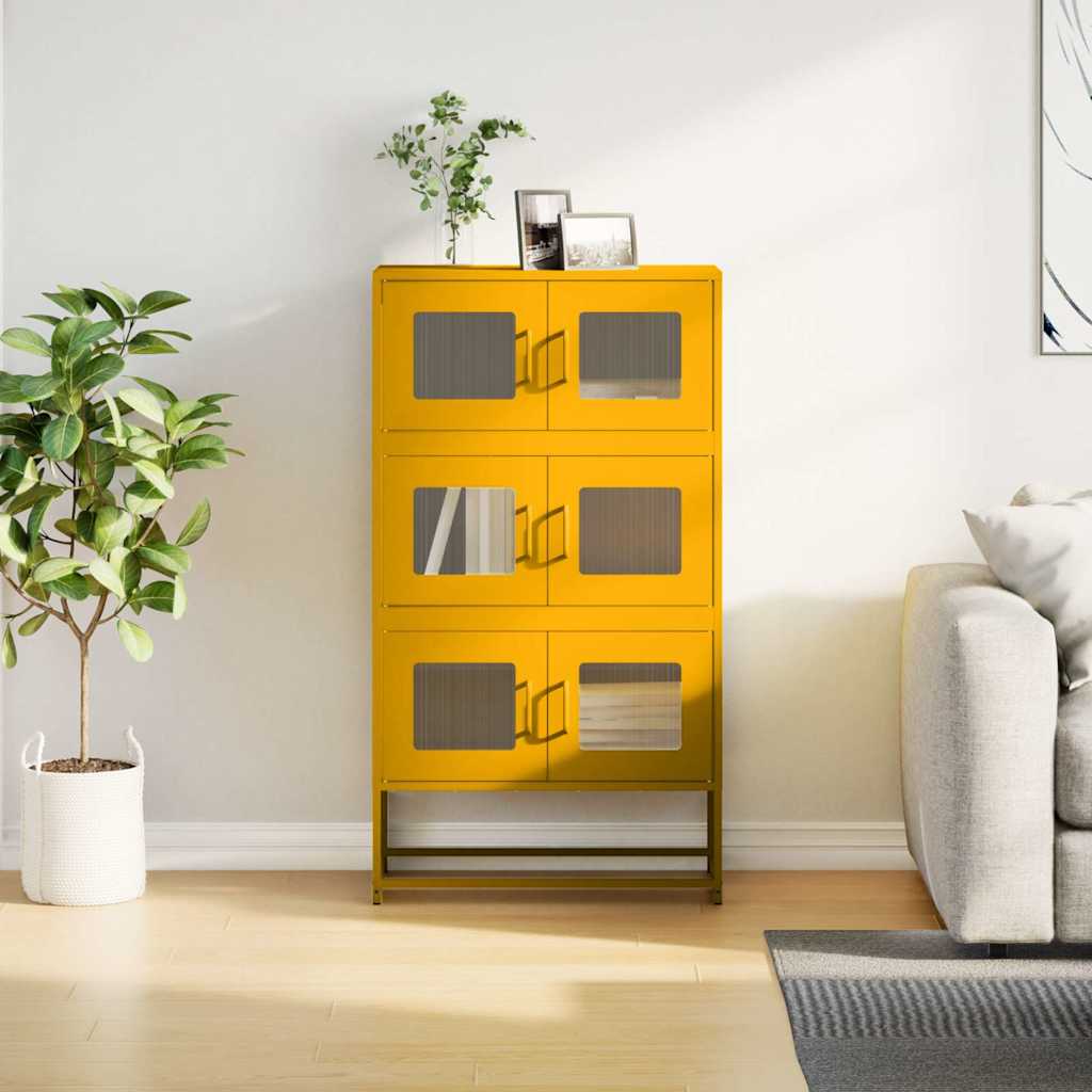 Highboard Μουστάρδα κίτρινη 68x39x123 cm Χάλυβας
